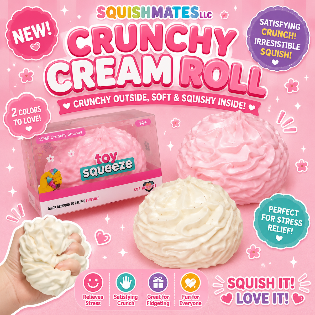 Crunchy Cream Roll Squishy 🍦💗