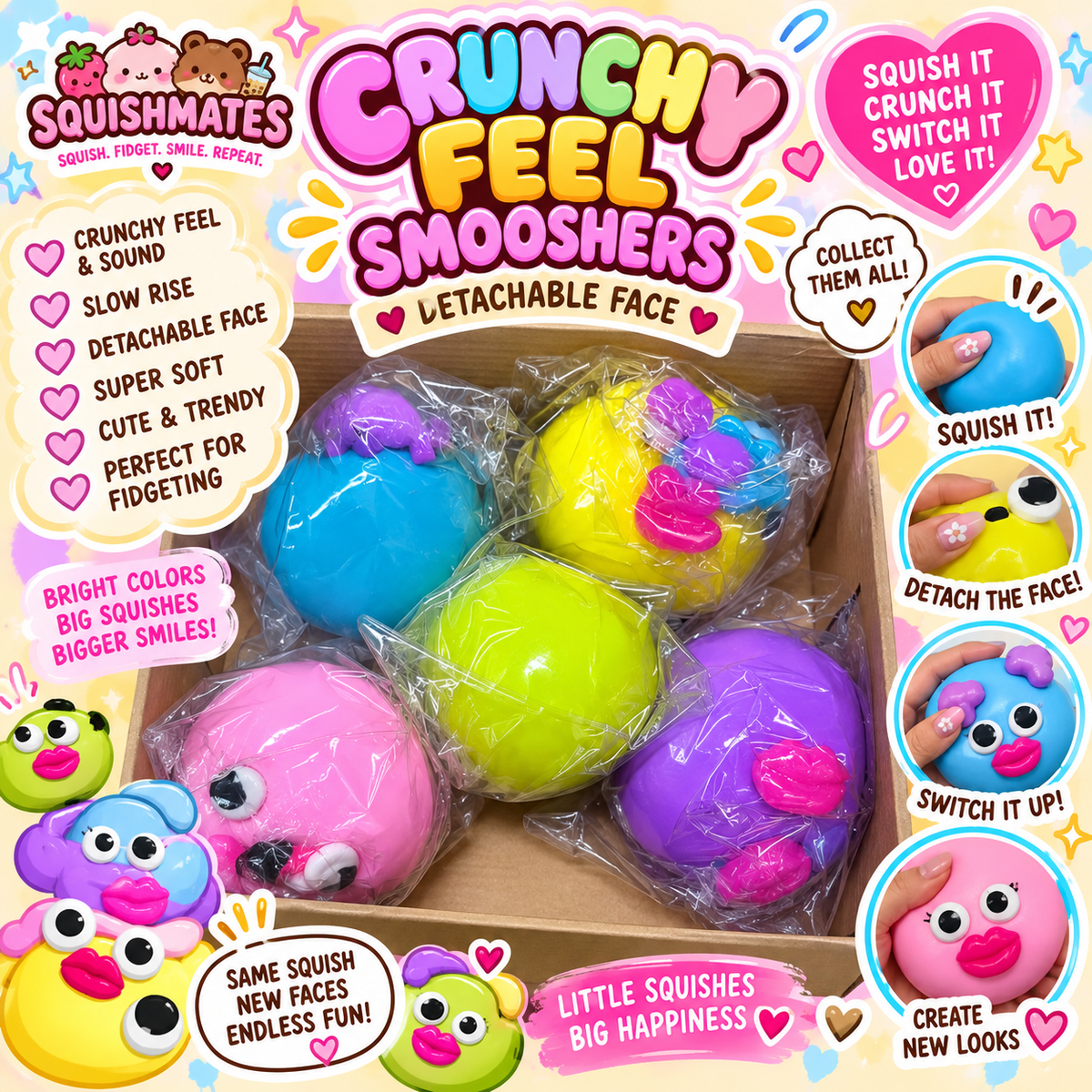 Crunchy Feel Smooshers with Detachable Face