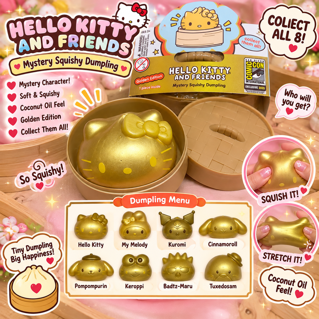 Authentic Hello Kitty and Friends Mystery Squishy Dumpling – Golden Edition
