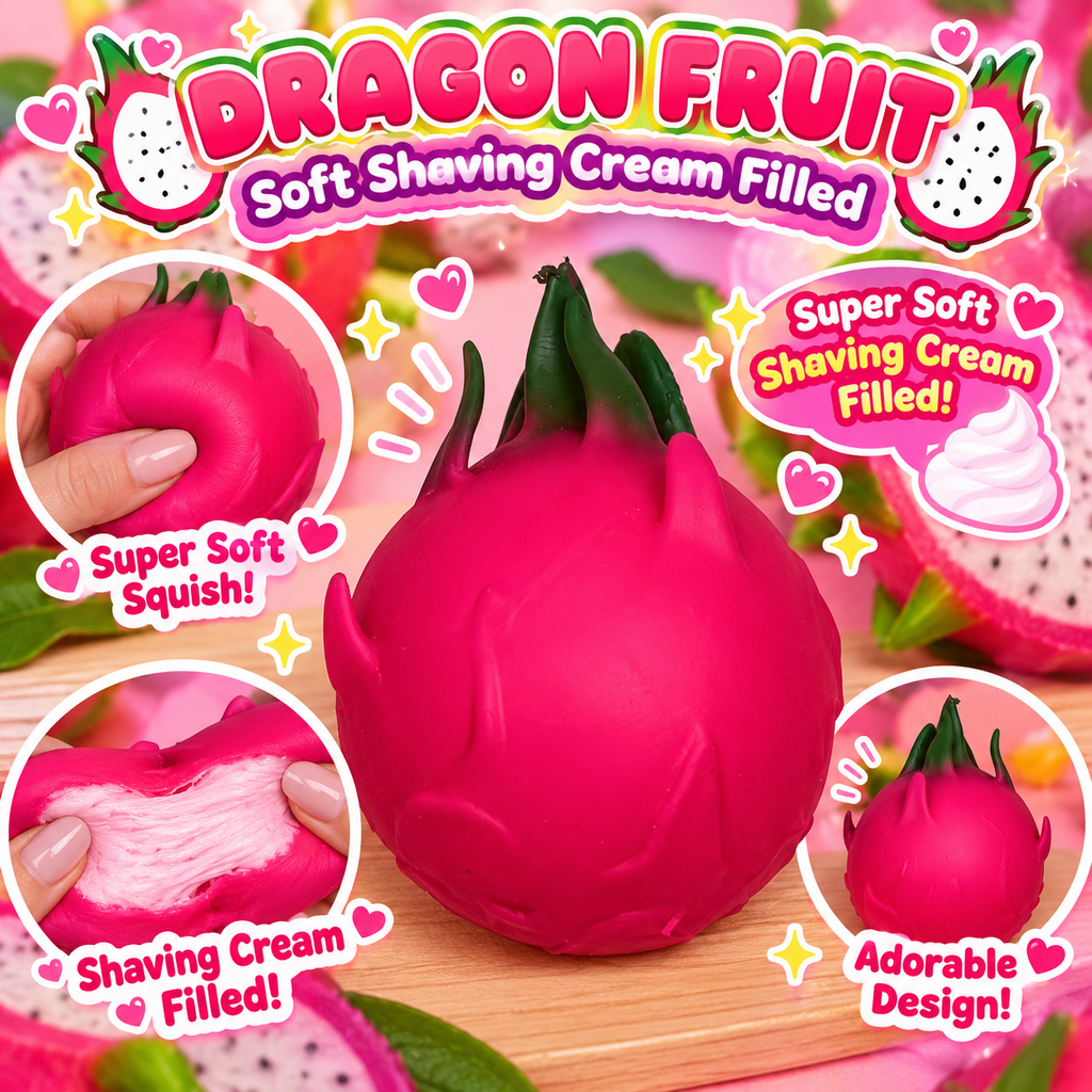 Small Dragon Fruit Shaving Cream Filled Squishy